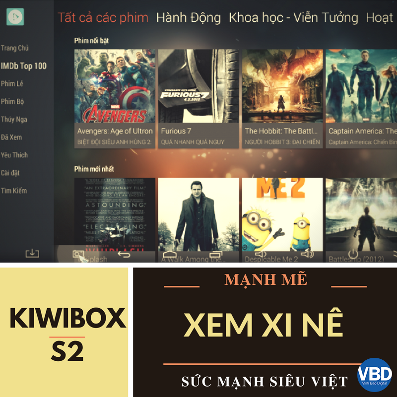 Ứng dụng xem phim online trên Kiwibox S2
