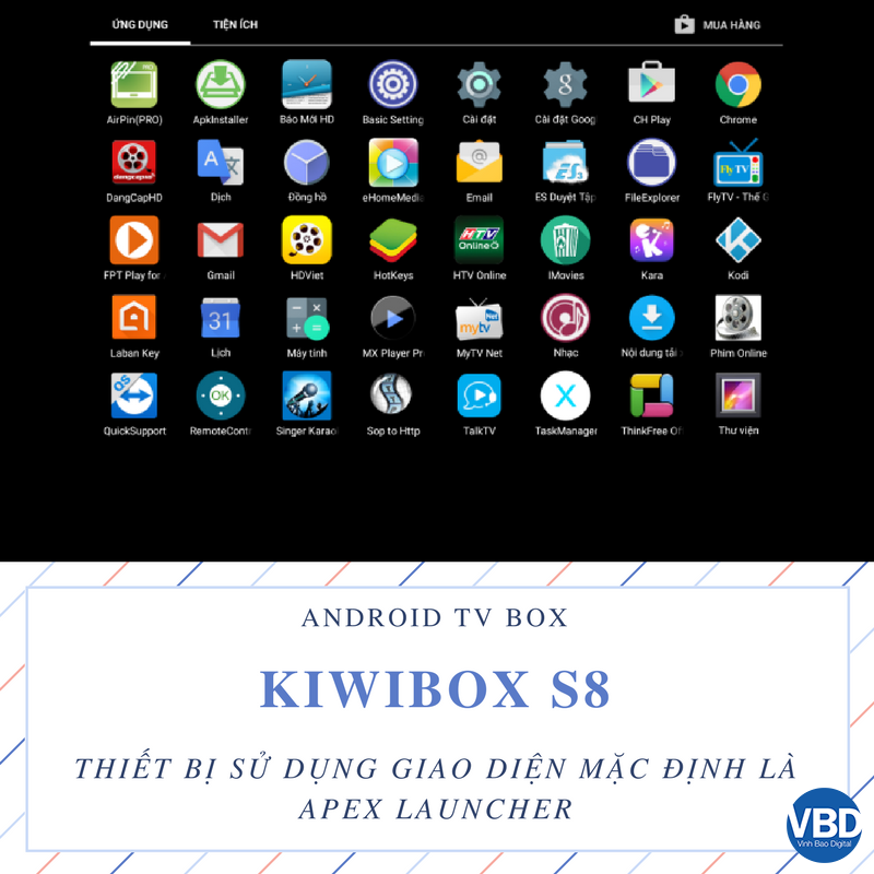 Giao diện ứng dụng trên KiwiBox S8